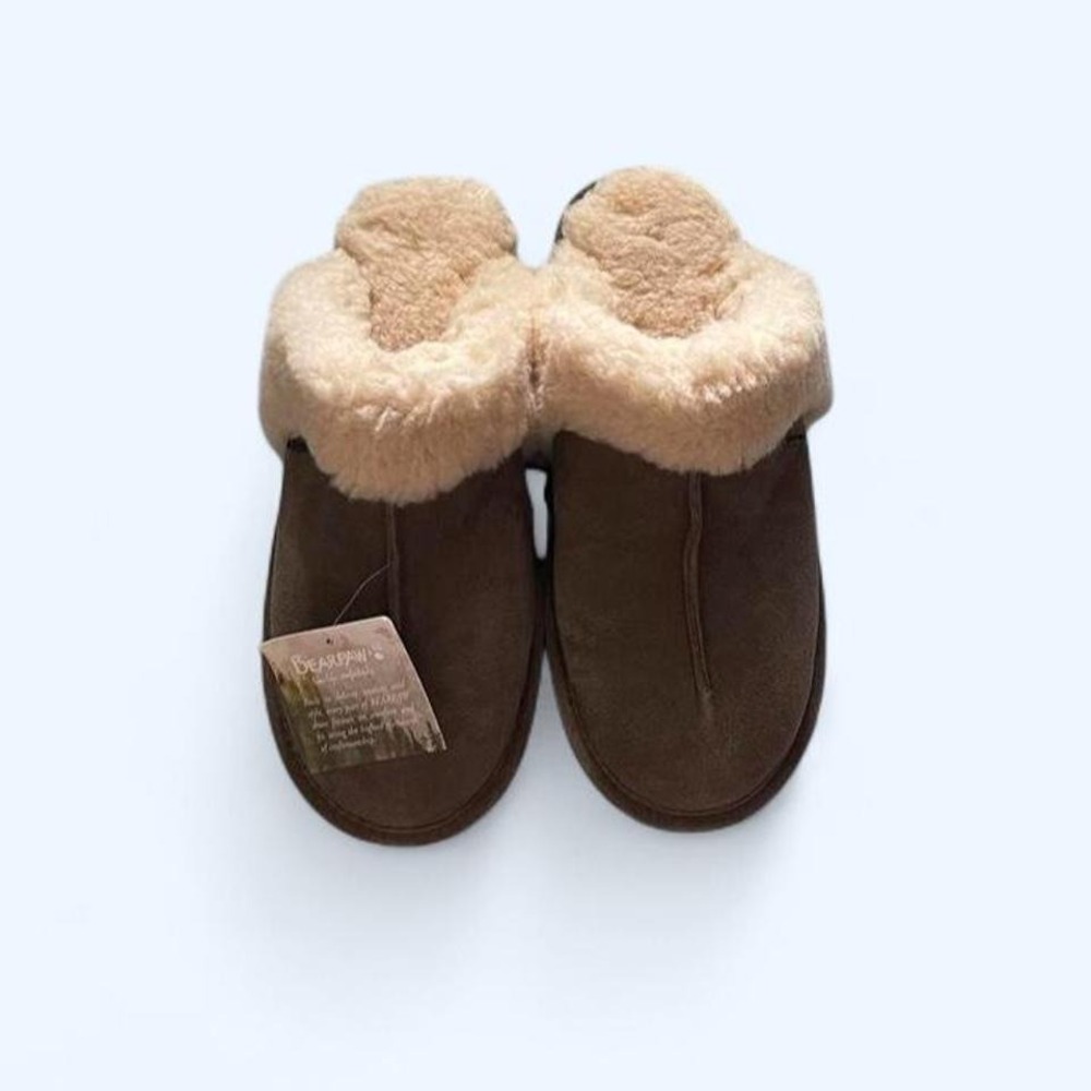 Brown suede sheepskin lined slippers 11 by Bearpaw